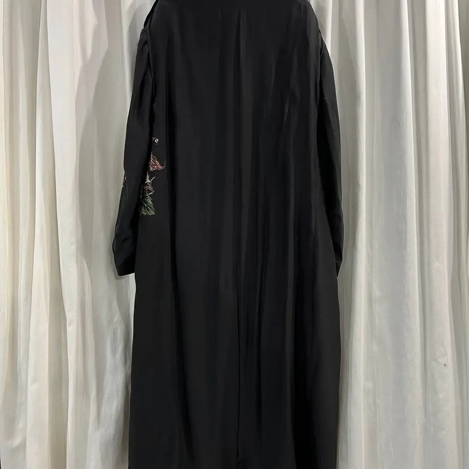 TOP-YAMAMOTO ® Black long-sleeved shirt with dark dahlia embroidery, loose jacket for both men and women