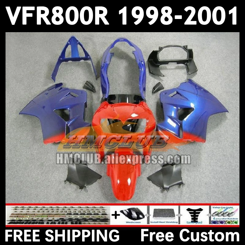 Fairing For HONDA Interceptor VFR800RR VFR 800RR 800 68No.11 VFR800 RR 98 red blue 99 00 01 VFR-800 1998 1999 2000 2001 Body