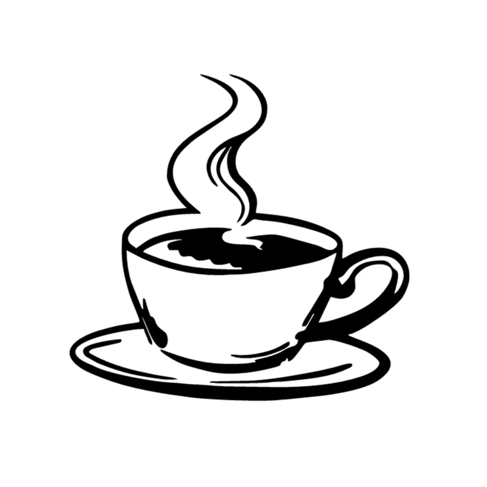 

13.6X13CM Coffee Art Pattern Vinyl Decal, Cafe Theme Sticker for SUV Truck Van Laptop Mug, Waterproof Auto Exterior Decor