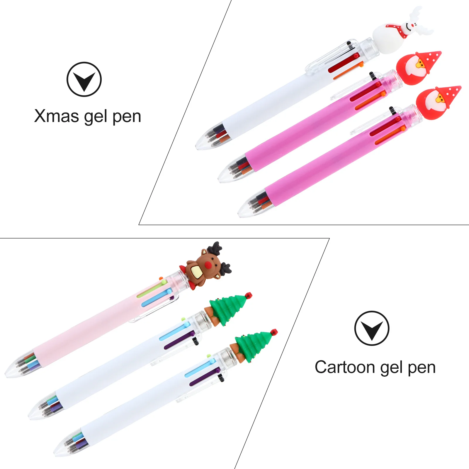 6pcs Christmas Gel Pens Creative Festival Writing Pens Smooth Ink Cartoon Design Xmas Pen Gift Plastic Stationery For