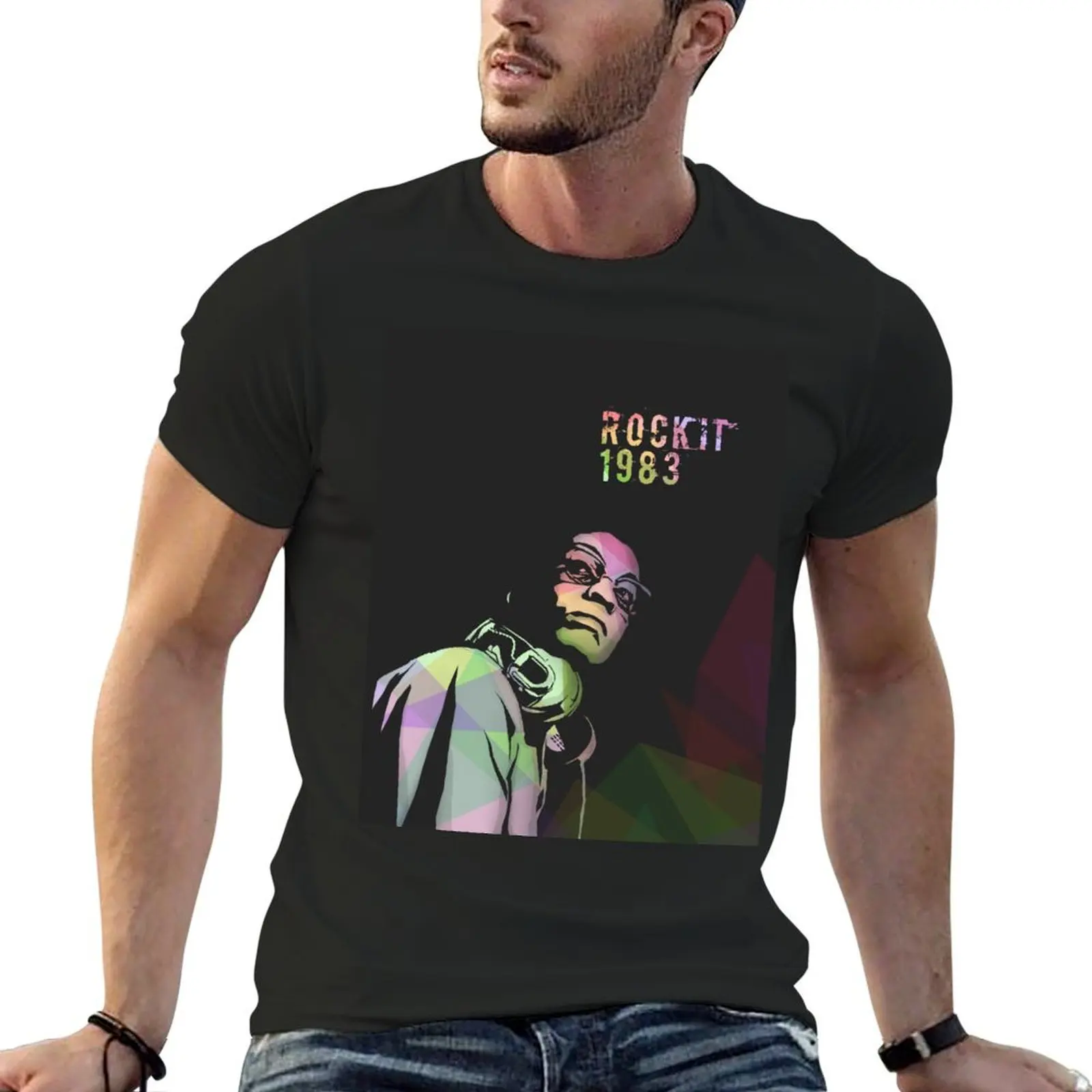 HERBIE HANCOCK ROCKIT 1983 T-shirt quick drying tops korean fashion tshirts for men