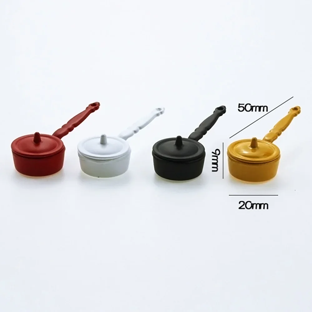 1/12 Dollhouse Miniature Accessories Mini Metal  Soup Pot with Long Handle Simulation Kitchen Utensils for Doll House Decoration