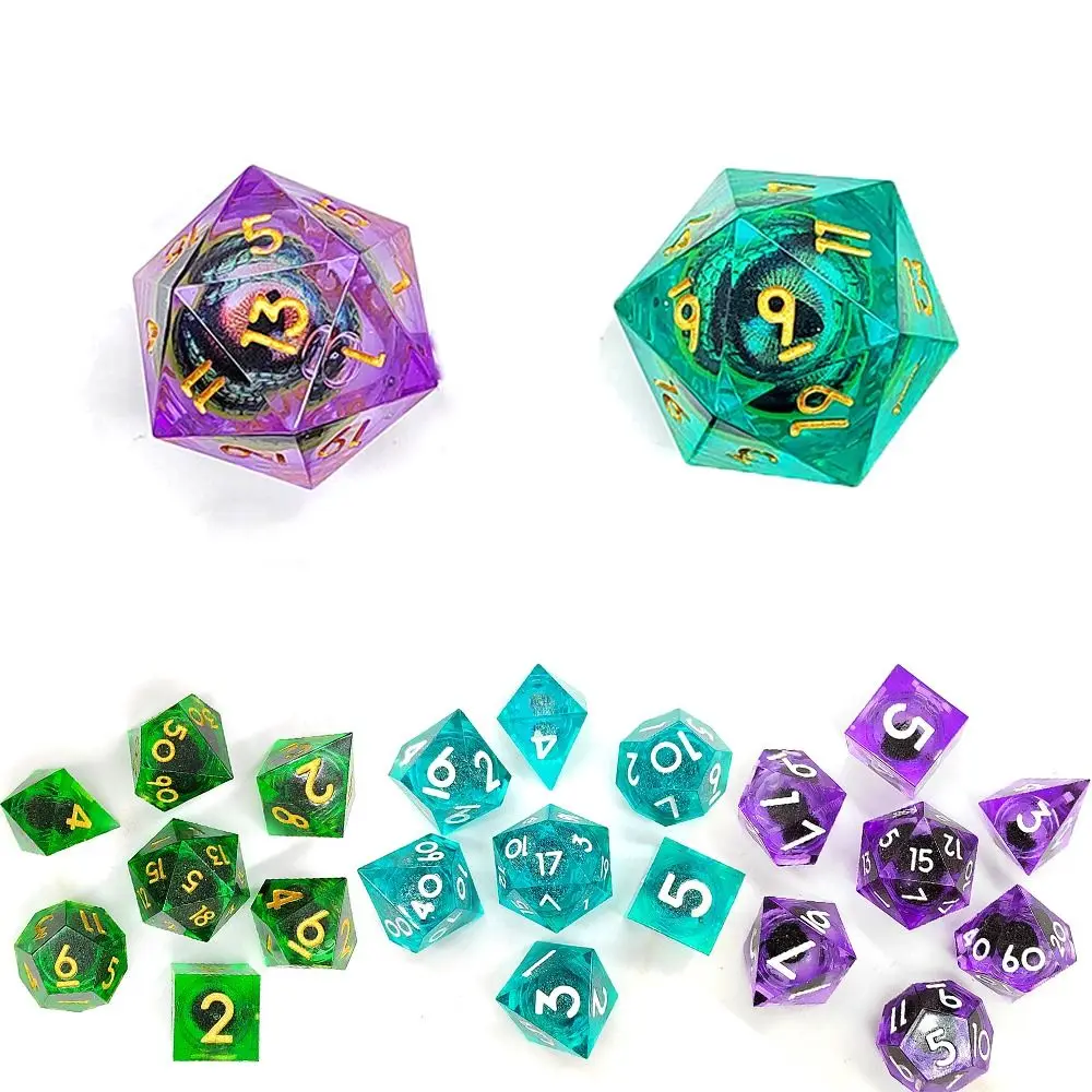 7PCS New Crystal Resin Dragon Eye Dice Board Game Party Toys Halloween Longan Dice Home Ornaments Game Dices Party