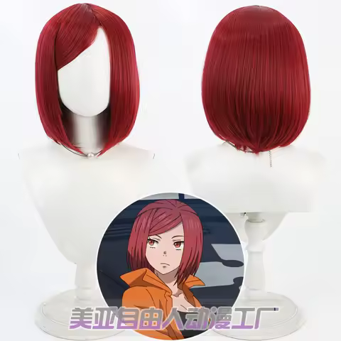 Anime Fire Force Lisa Cosplay Wiig Short Red Hair Halloween party Role Play wig + Free Cap