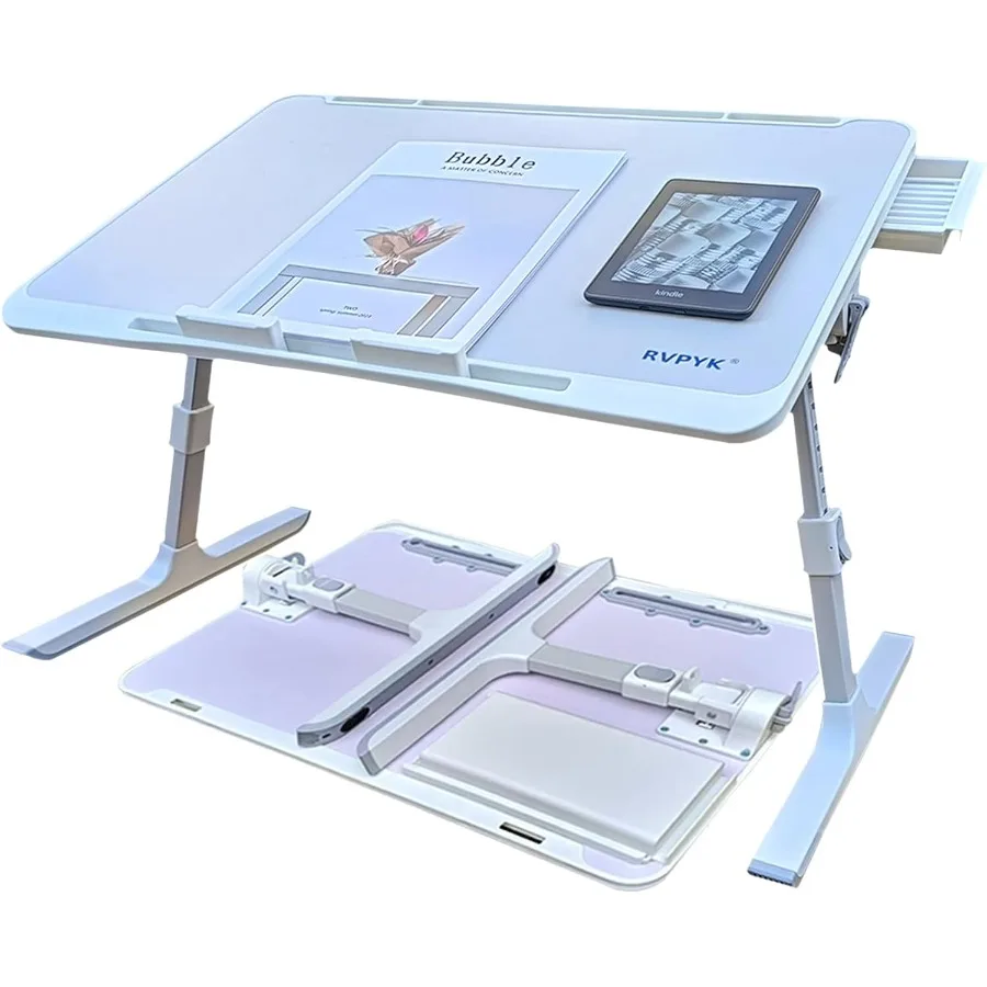 

Laptop Desk for Bed Lap Desk Bed Tray Table Height and Angle Adjustable Laptop Stand with Storage Drawer and Baffle - Portable