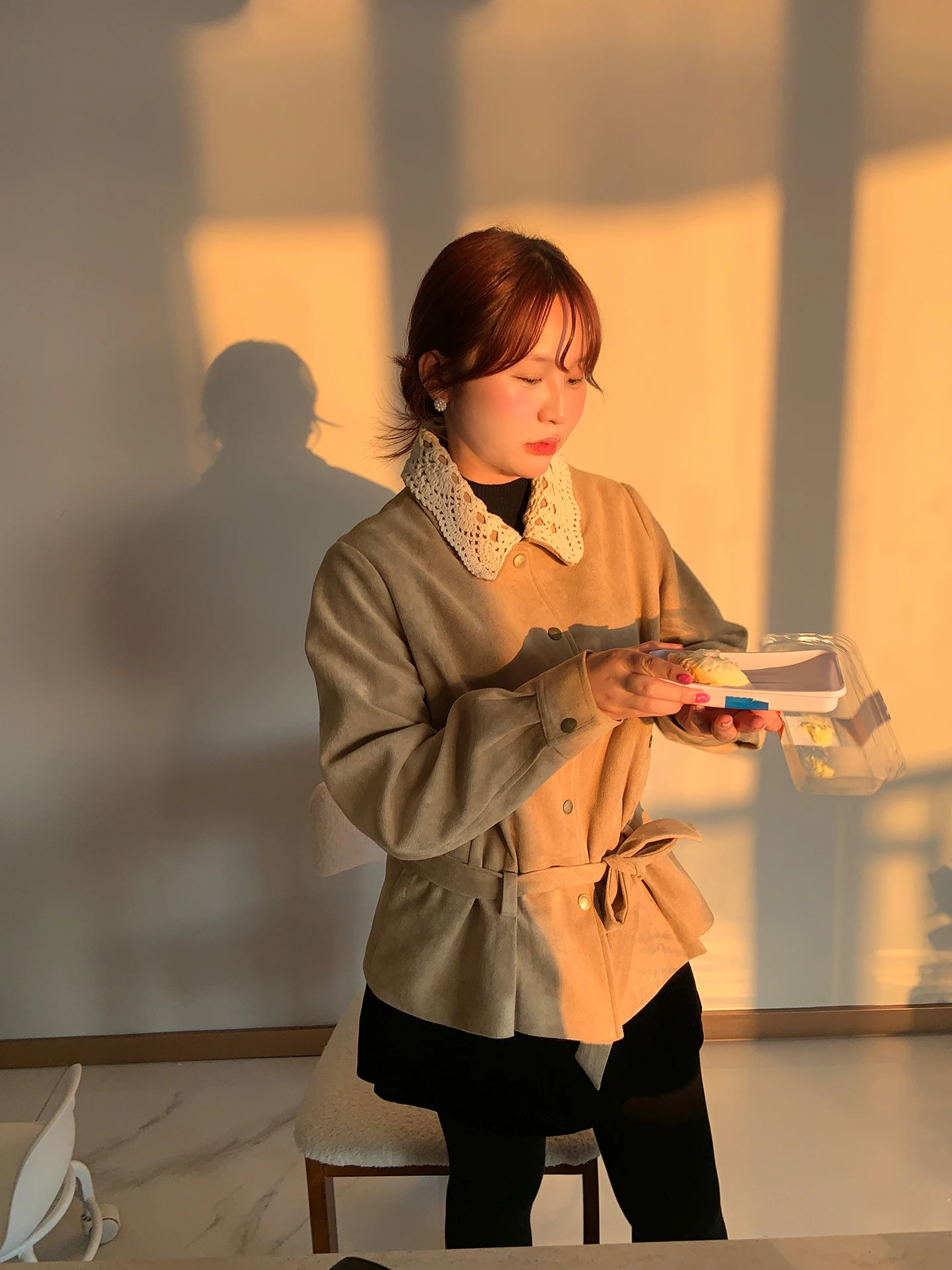 

plus Size Korean Sle Suede Jaet Women's Autumn Winter Thiened Cotton Lined Outerwear Warm Fluffy Coat with Collar