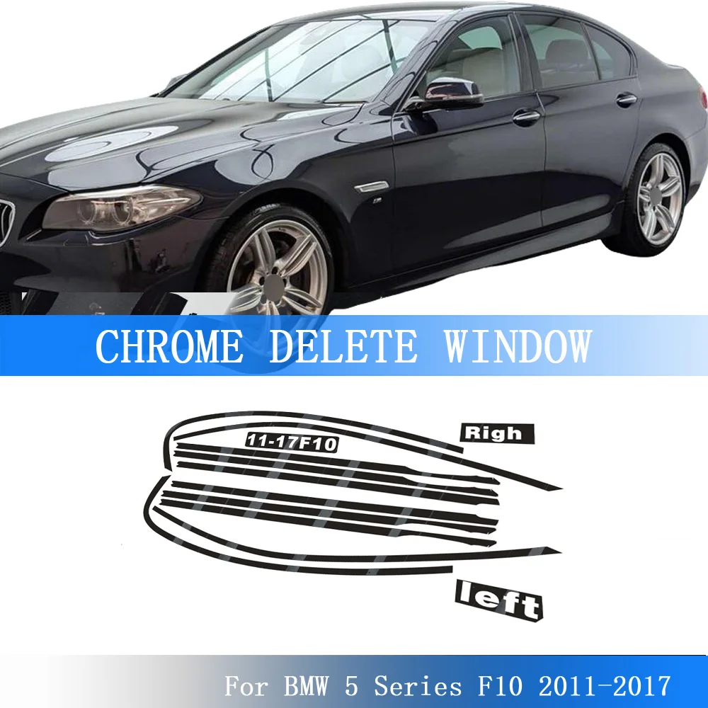 

Наклейка-накладка Chrome Delete Blackout для окон BMW 5 серии F10 2011-2017 седан, глянцевая черная