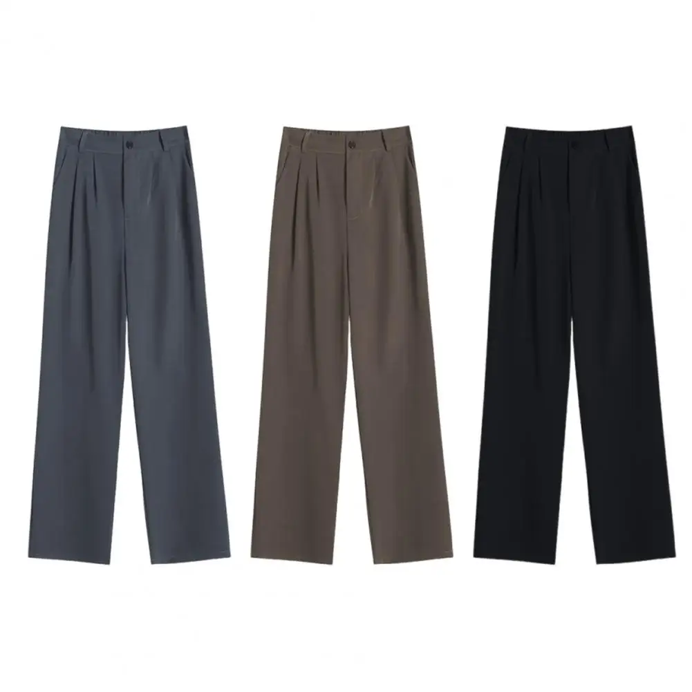 السراويل النسائية 2025 ربيع أنيق مكتب سيدة عالية الخصر مستقيم الساق العمل السراويل مزاجه التنقل عادي اليومية سراويل طويلة
