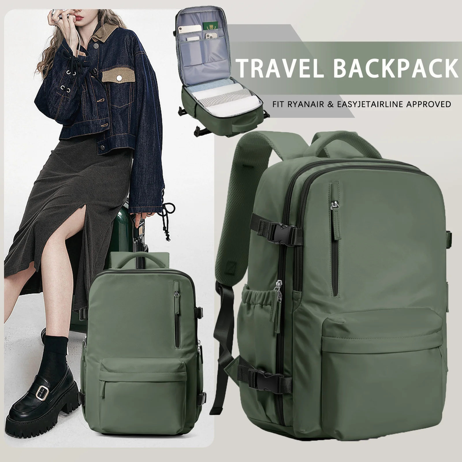 Airplane Travel Backpack Cabin Laptop Bag for Women Men Casual Large capacity Backpack Easyjet Bag 45x36x20 Carry On Trolly Bag