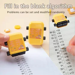 2 in 1 Addition Subtraction and Multiplication Division Math Stamp Roll for Kids Double-Head Digital Teaching Stamp Roller