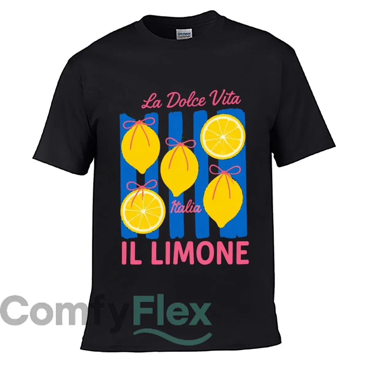 La Dolce Vita Italia Il Limone Lemon Graphic Solid Washed Vintage Tee Distressed Loose