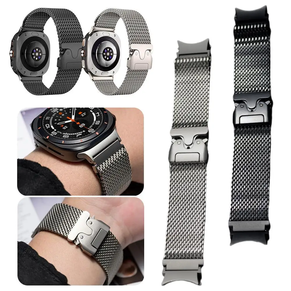 

Миланский ремешок из чистого титана для Samsung Galaxy Watch 7 Ultra/Watch 8, классический сменный браслет премиум-класса