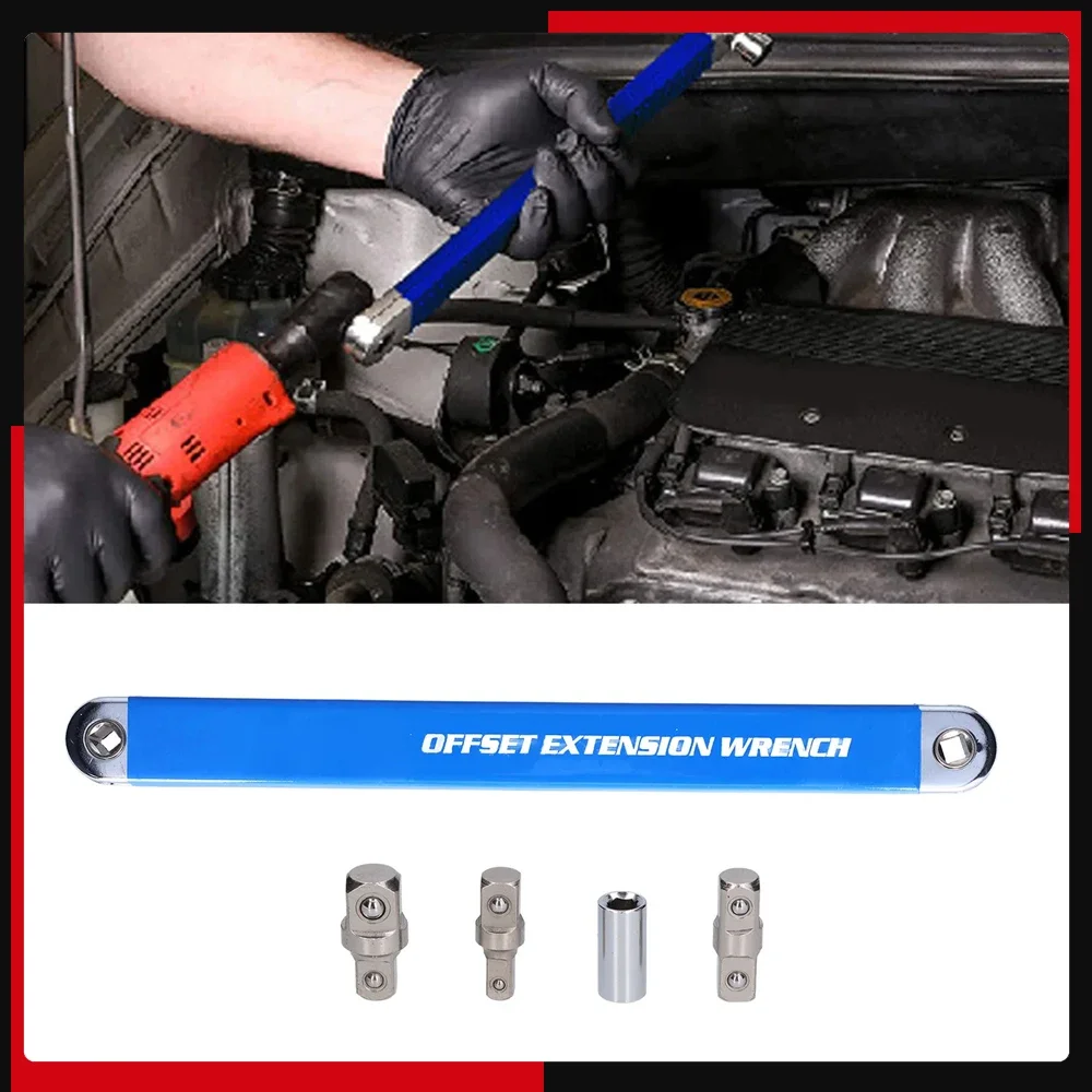 Set di chiavi di prolunga Prolunga per chiave a cricchetto offset in acciaio ad alto tenore di carbonio con adattatori Prolunga per chiave a cricchetto con presa