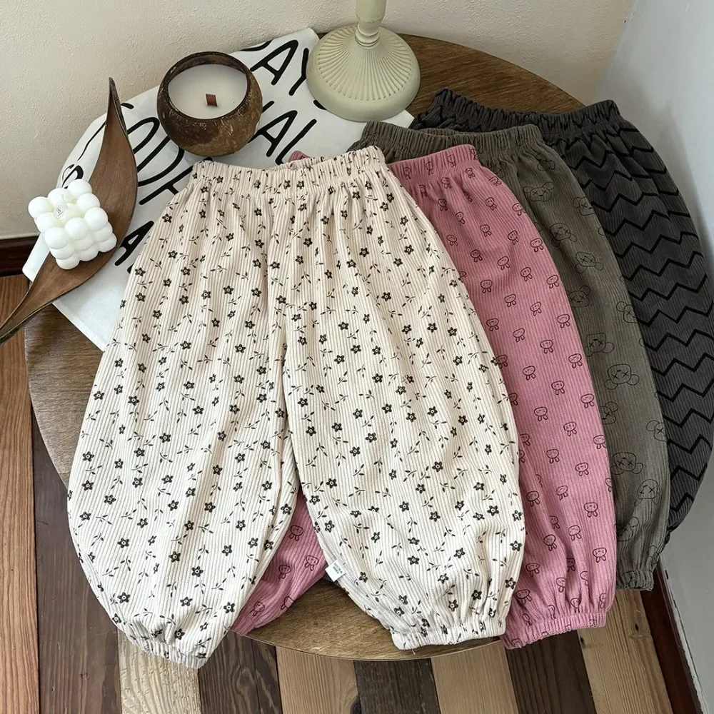 

Autumn Sweet and Cute Animal Print Girls' Casual and Fashionable Lantern Pants Korean Version Versatile for Children Aged 2-7