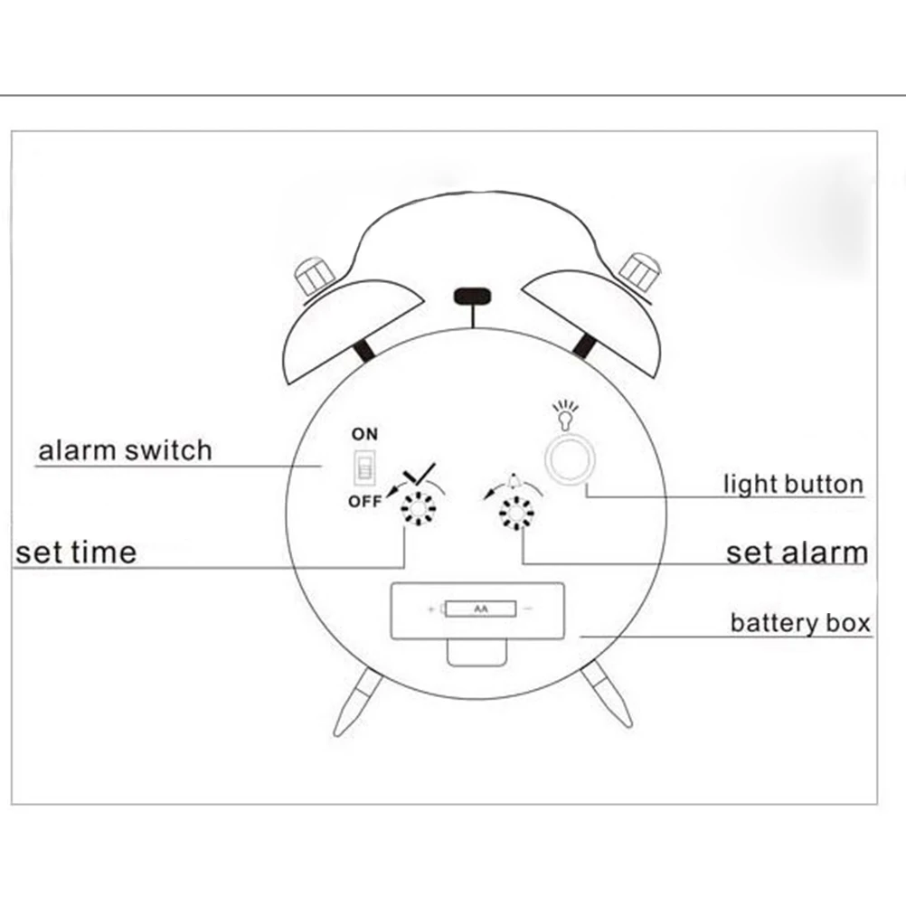 

Twin Bell Alarm Clock Black Vintage Loud Operated Backlight Night Use Alarm Heavy Sleeper Quiet Scanning Movement