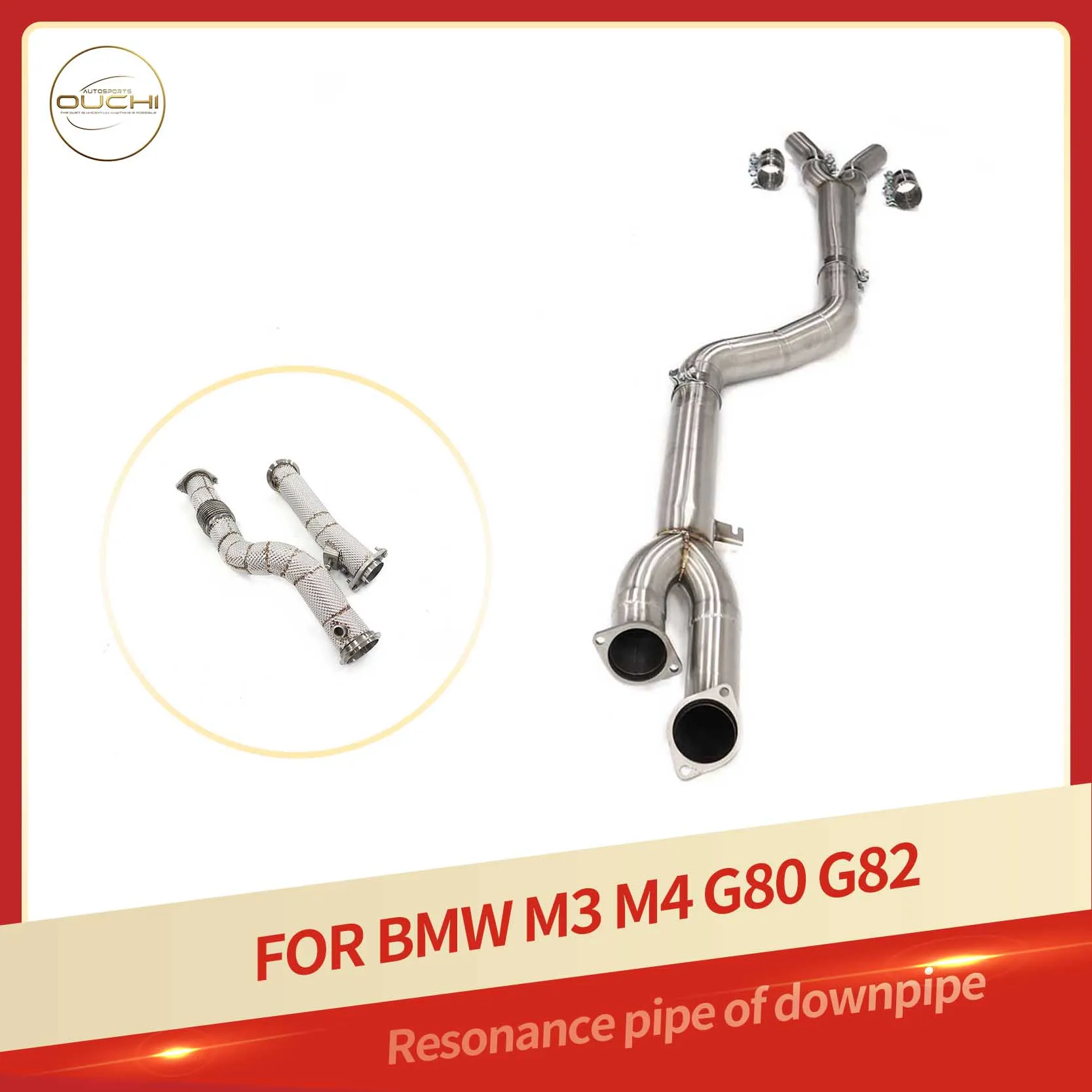 

OUCHI Single Pipe Midpipe & Catted Downpipe for BMW G80 M3 G83 M4 | SS304 Exhaust with Heat Shield | Direct Lossless Install
