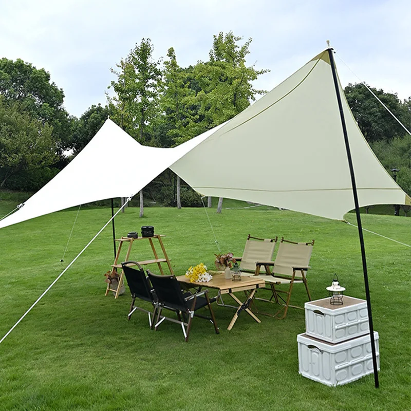 Octagonal Cotton Canvas Canopy, Rainproof Waterproof Sunshade Shelter, Thickened Outdoor Camping Picnic Glamping Tent Shade