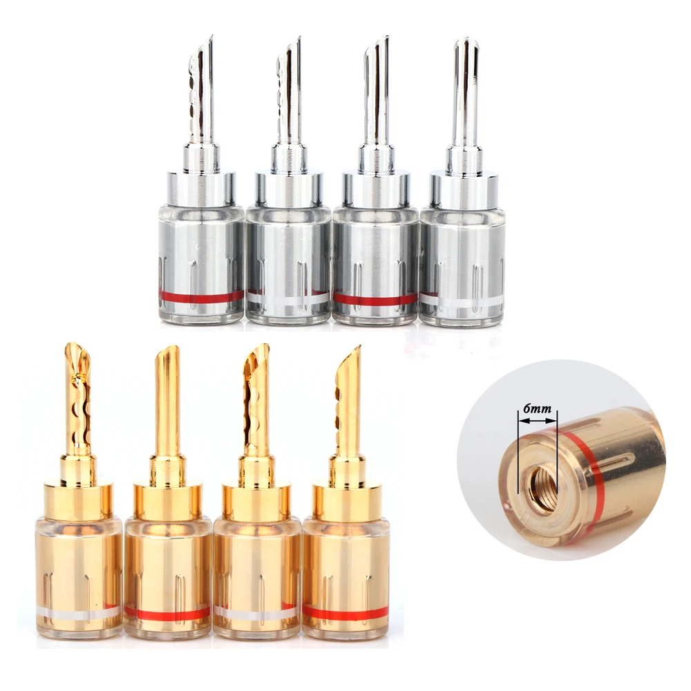 BA1439 4Pcs Hifi Audio 24K Gold plated BFA banana connector Banana Plug Adapter Wire Speaker Connectors