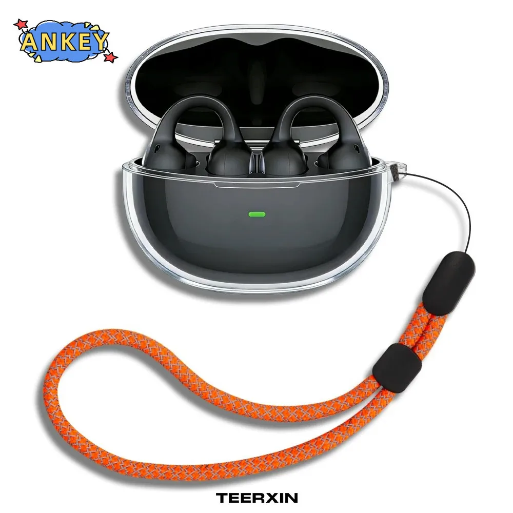 For Baseus Inspire XC1 Case Protective Transparent Clear TPU Covers Bluetooth Earphone Shell Headphone Portable with Rope - view 4