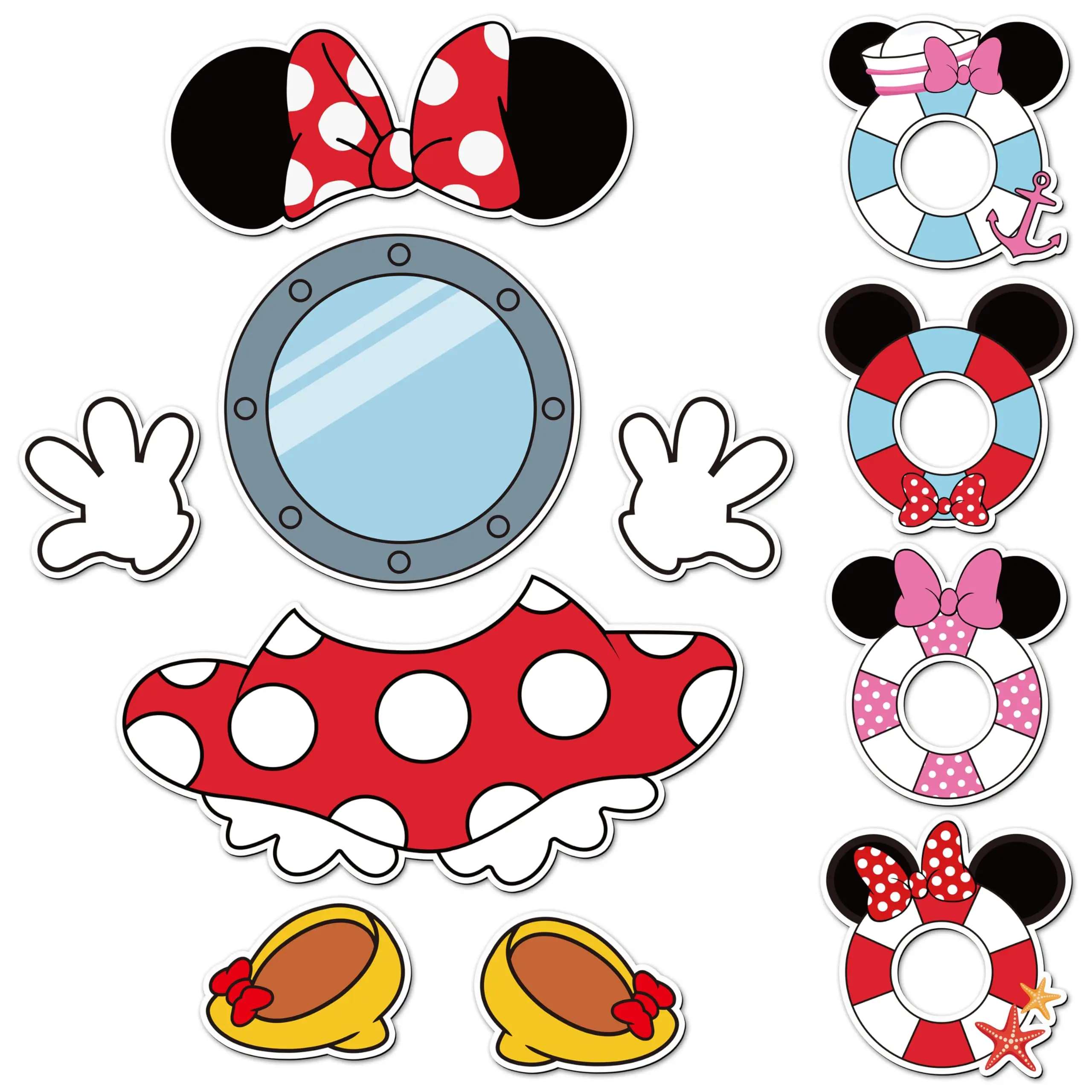 

11Pcs Girl Mouse Cruise Door Magnets Birthday Cruises Door Decorations Summer Life Preserver Ring Refrigerator Magnet Waterproof