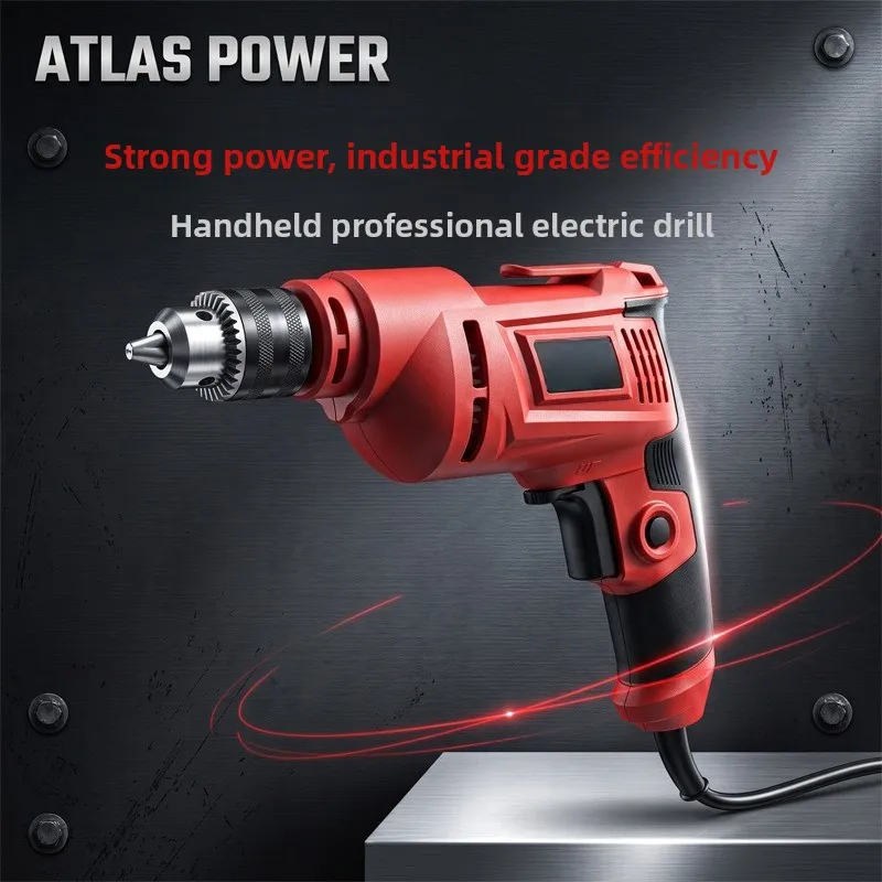 Household Small Hand Drill 220v High Power Wired Plug-in Pistol Drill Multi-purpose Electric Drill Set