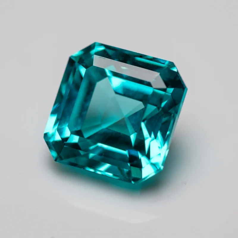 Lab Grown Sapphire Paraiba Asscher Shape Charm Gemstone DIY Ring Necklace Advanced Jewelry Making Materials with AGL Certificate