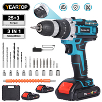 25+3 Torque Electric Impact Drill Cordless Drill Electric Screwdriver DIY Driver Power Tool for Makita 18V Battery with 2 Batter