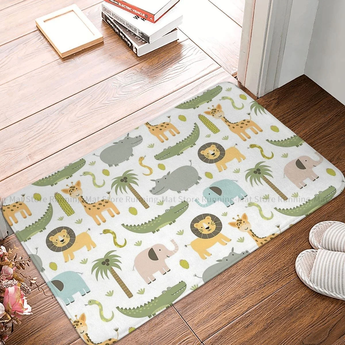 Cute Cartoon Bathroom Non-Slip Carpet Safari African Animals Child Design Living Room Mat Welcome Doormat Floor Decor Rug