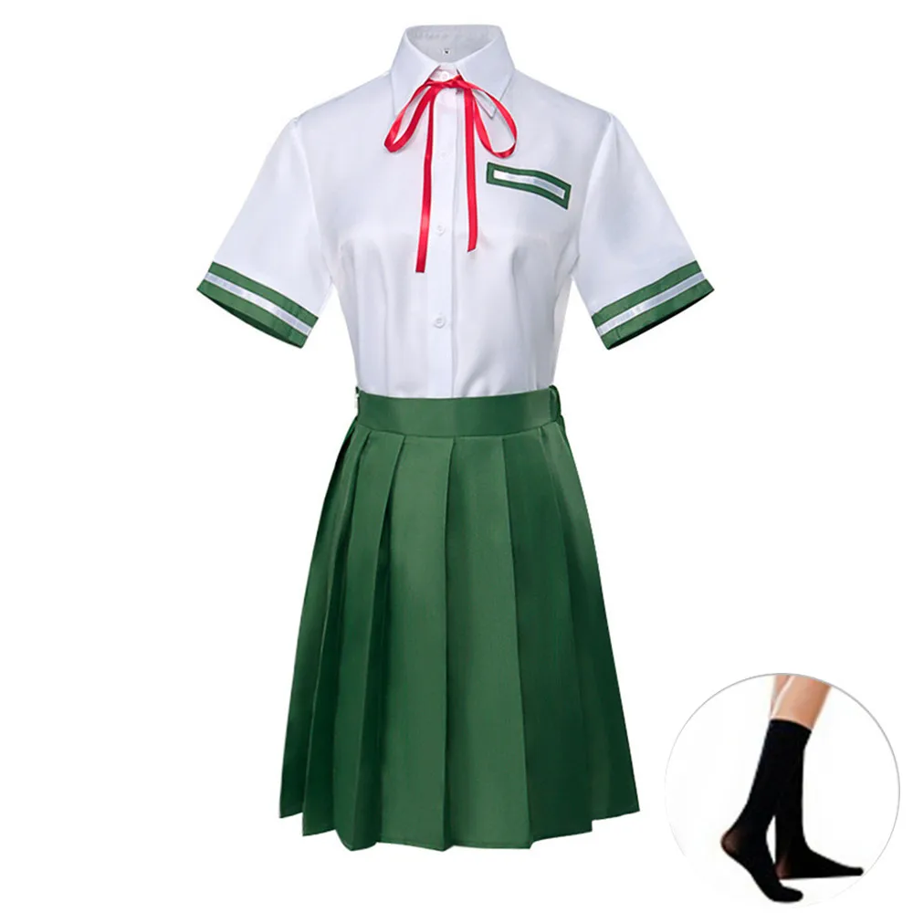 Anime Suzume No Tojimari Iwado Suzume Cosplay Costume Green Skirt Shirt Uniform Dress Suit Halloween Carnival Party clothes