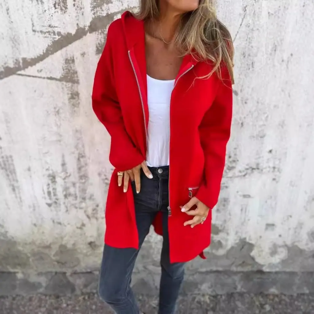 

Women's Long Sleeve Hooded Cardigan Coat Loose Casual Fashion Autumn Winter New Arrivals by European American Style