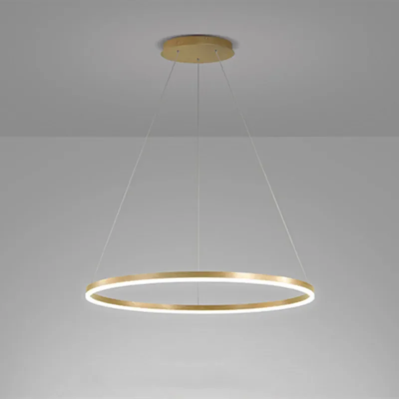 Simple Modern Led Dimmable Chandelier Suspend Chandelier Lighting Aluminium Circle Ring Hanging Chandelier Lamp Pendant Lights