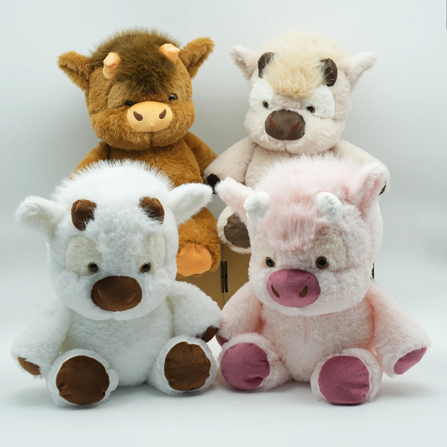 YanQing West Highland Calf Plush Toy Creative Running Cow Stuffed Doll Animal Plushie Fluffly Toys Birthday Gifts
