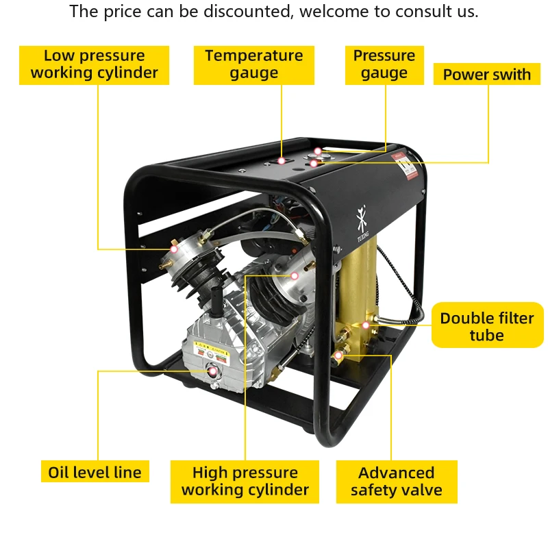 

TUXING Wholesale Automatic Shut-off 300bar 4500psi AC Power Scuba Diving Water Sport Fan Cooling Home Socket PCP Air Compressor