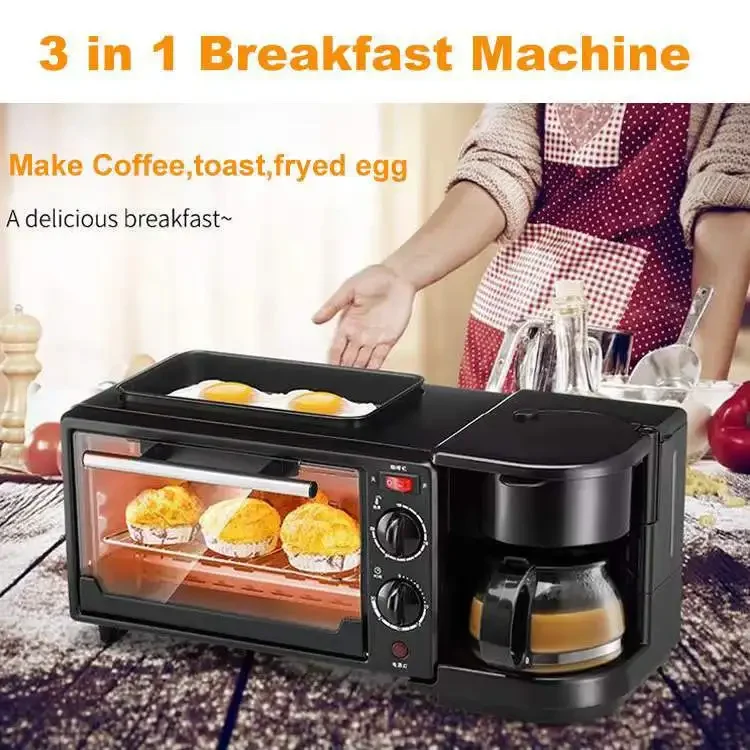 3-in-1 Breakfast Machine Baking Timer Function Home Automatic Toaster Sandwich Maker