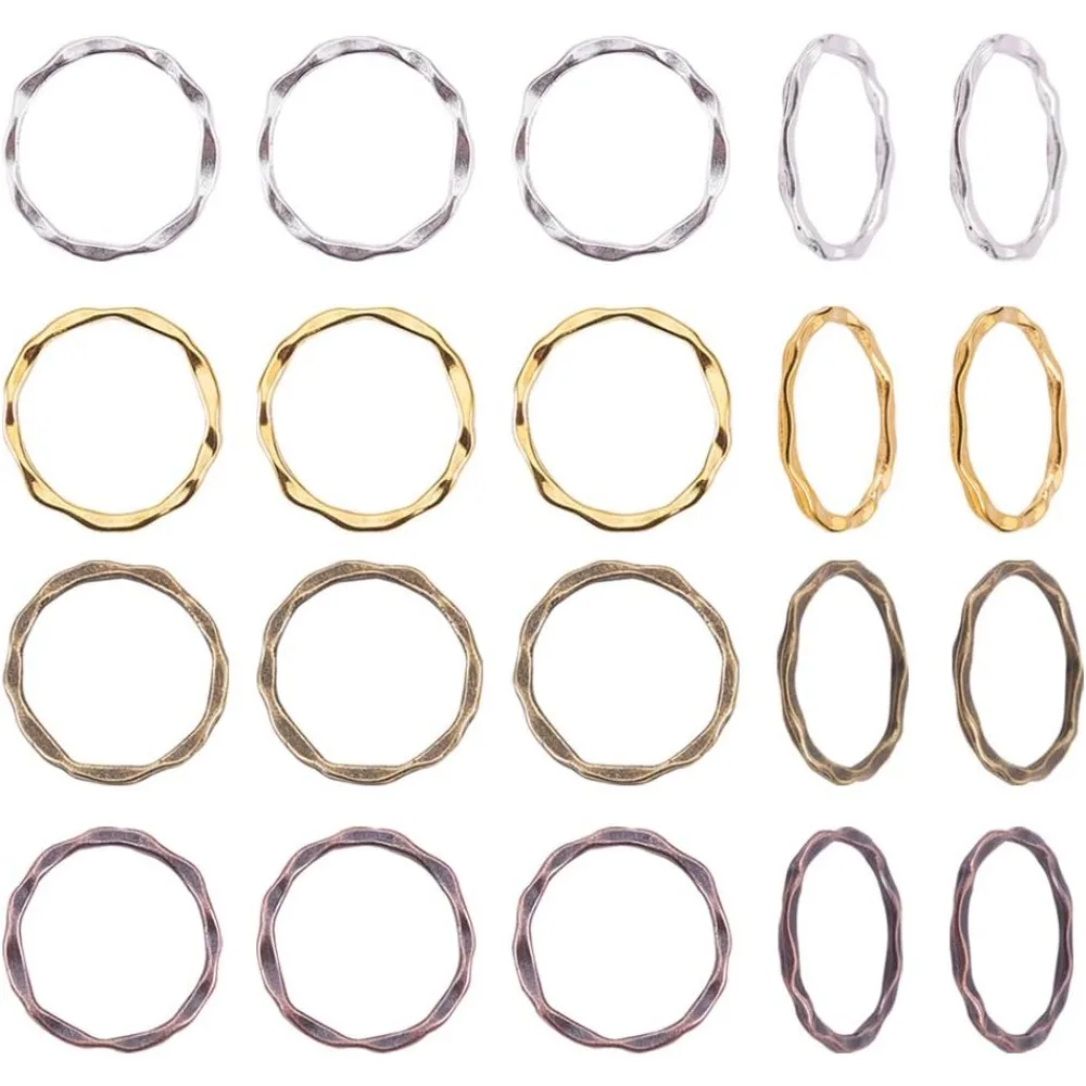 

200pcs 4 Colors Alloy Linking Rings Style Circle Frames Charms Links Jewelry Connectors for Necklaces Bracelets Jewelry