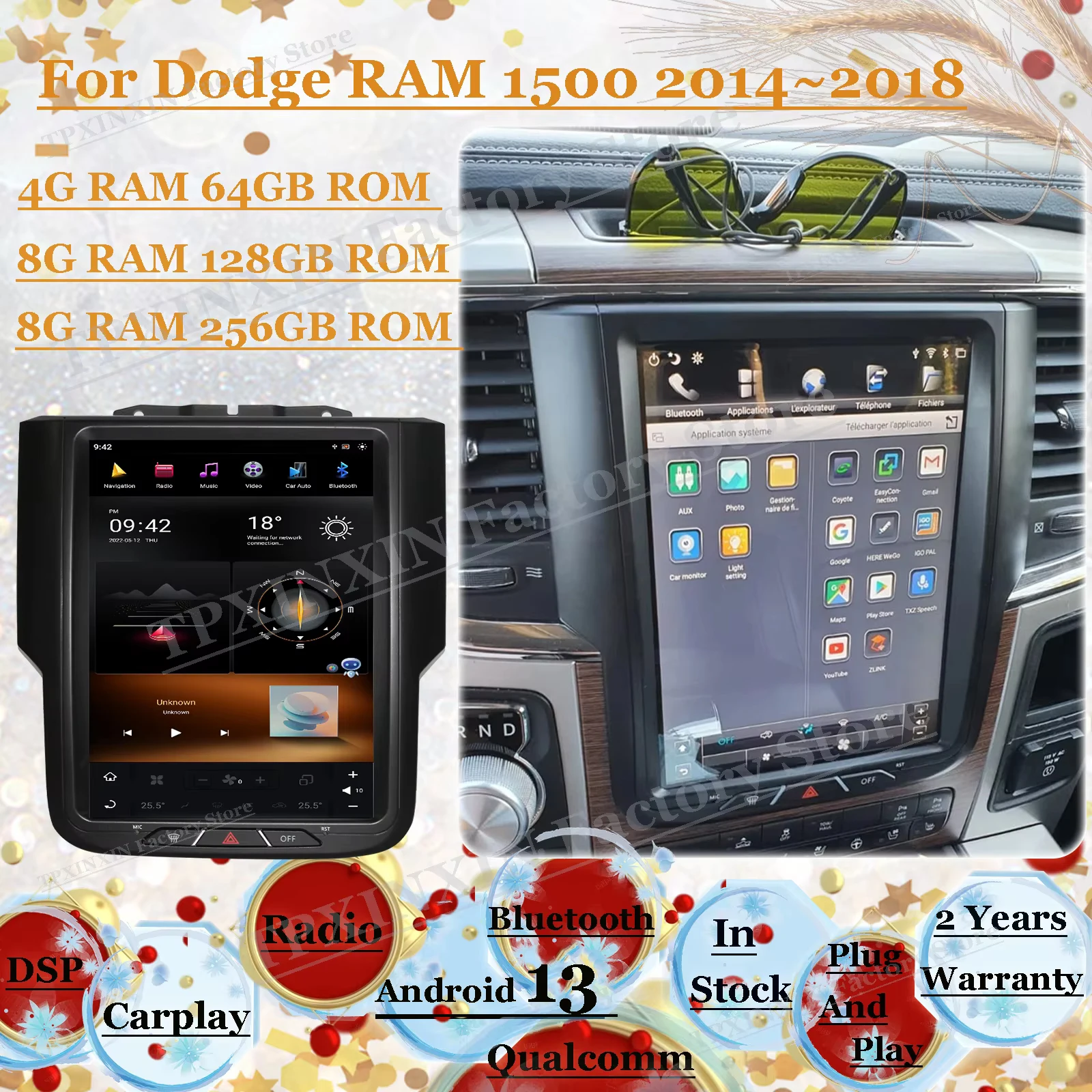 Qualcomm Android AUTO Stereo Für Dodge RAM 1500 2014 ~ 2018 Auto GPS Navigation Video AUTO Radio Receiver Player Vertikale kopf Einheit