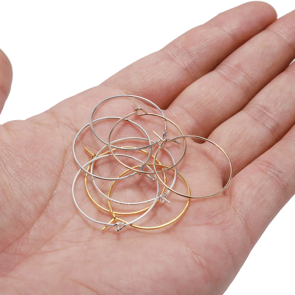 Beading Hoop Loop Brinco Base, Ear Wire, Big Circle para Fazer Jóias DIY, Charme Artesanato, 50Pcs