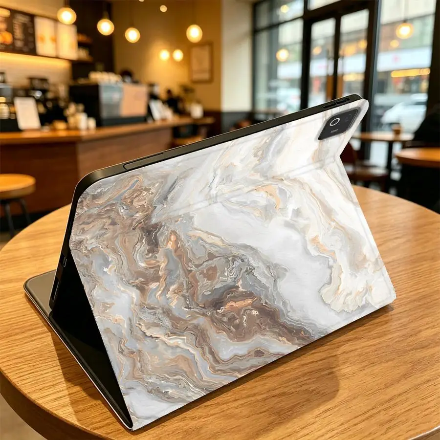 With Pencil Holder Case for Xiaomi Redmi Pad SE K Pad 8.8 9.7 12.4 Inch Pad 6s Pro 7 Ultra Pad 5 6 7 8 Pro Luxury Black Marble