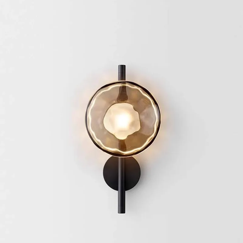 

Modern Simple Water Pattern Glass Wall Lamp Nordic Living Room Bedroom Study Decoration Creative Background Lights