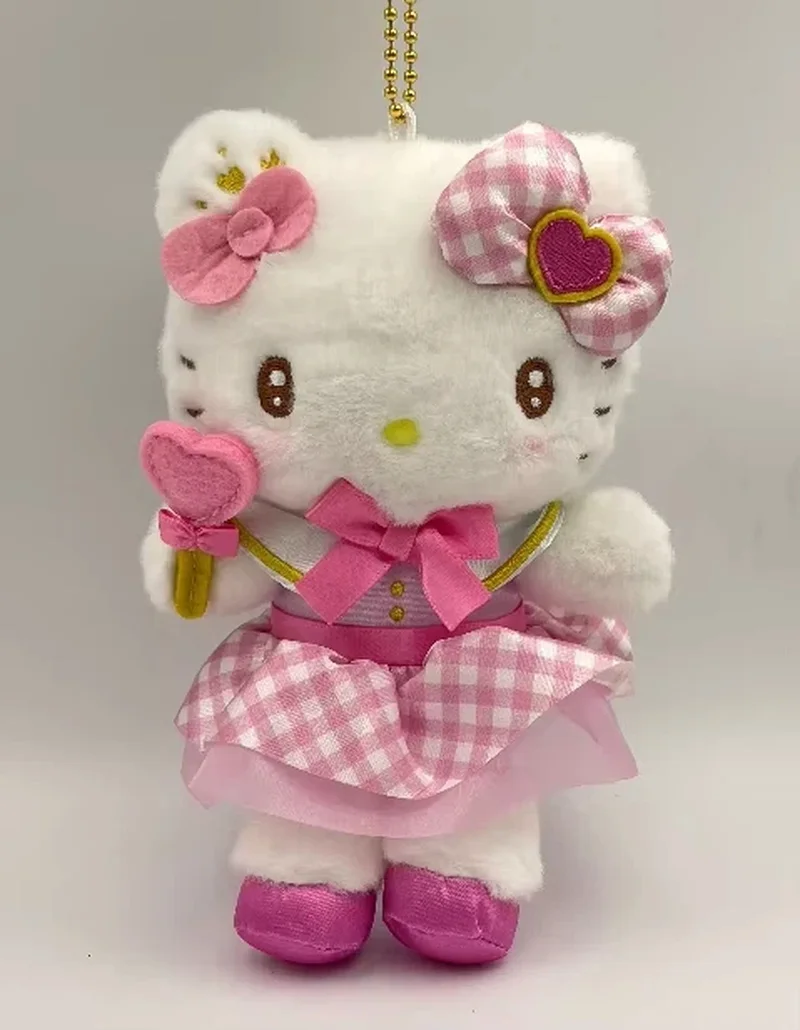 

New Product In Stock Japanese Love Button Kt Cat Plush Toy Doll Pendant Cute Bow Girl'S Heart Plush Bag Pendant Birthday Gift