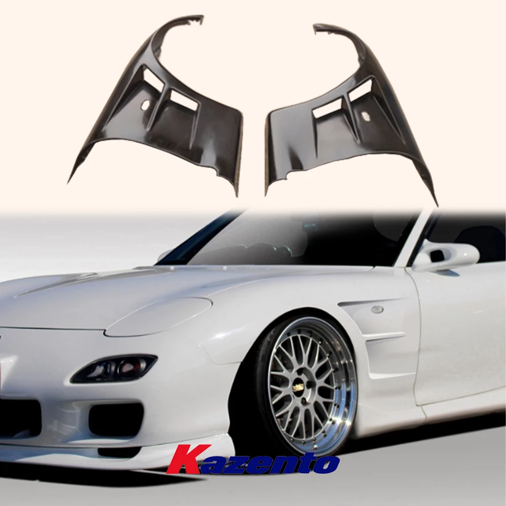 For Mazda RX-7 FD RX7 FD3S BN Style Carbon Fiber Front Bumper Fender Pair +25mm