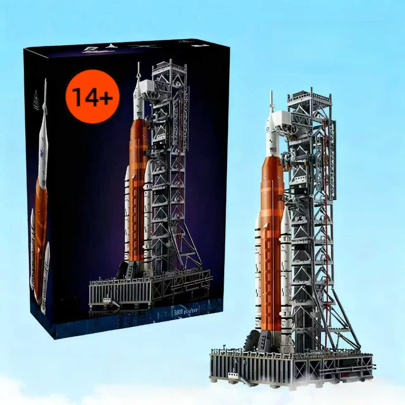 Système de fusée de lancement spatial adapté à 3601 pièces, bloc de construction modèle série spatiale, briques, jouets DIY, cadeau d'anniversaire et de noël, 10341