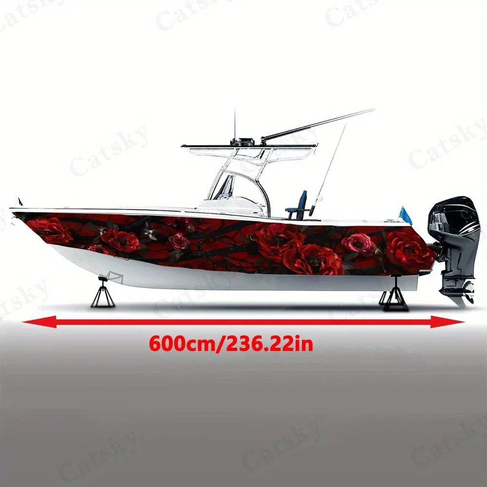 Red Roses and Black Branches  Boat sticker vinyl ship pontoon deck Boat fishing decorative pontoon boats decal