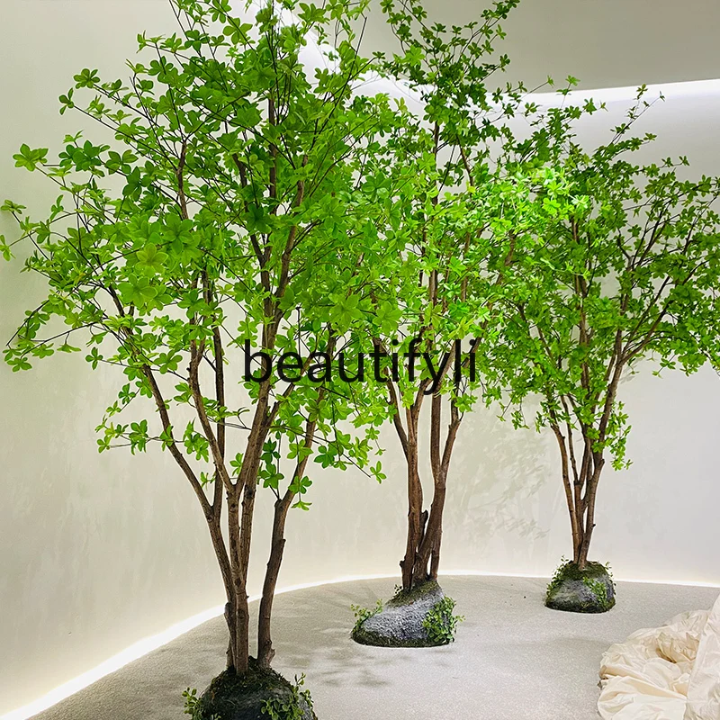 Simulation bell tree Japanese large green plant interior design window horse drunk wood Nordic