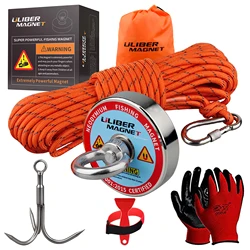 400lbs Strong Fishing Magnet Kit N52 Rare Earch 20M Rope Underwanter Metal Ring Neodymium Magnetic