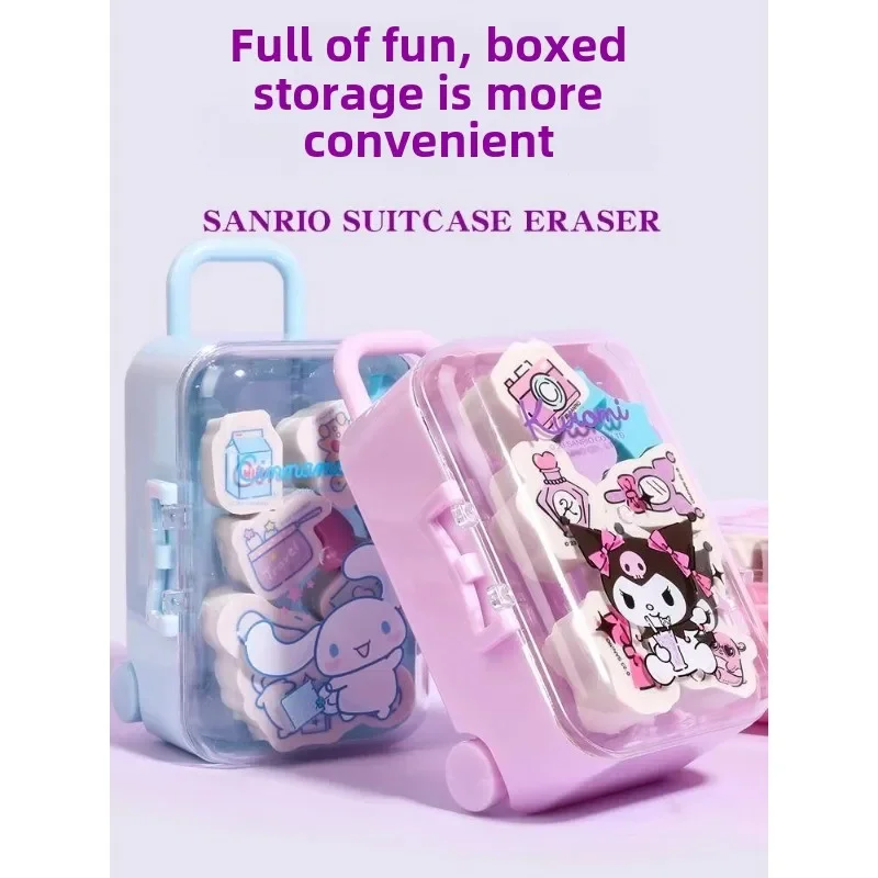 Sanrio Series Eraser Kuromi Cartoon Creative Children Luggage Set Eraser Anime Style Pencil Eraser Stationery Gift Wholesale