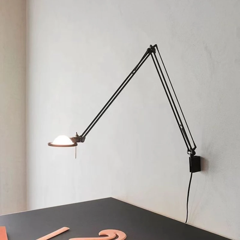 

Rocker arm wall lamp retractable designer simple creative study bedroom bedside reading medieval wall lamp