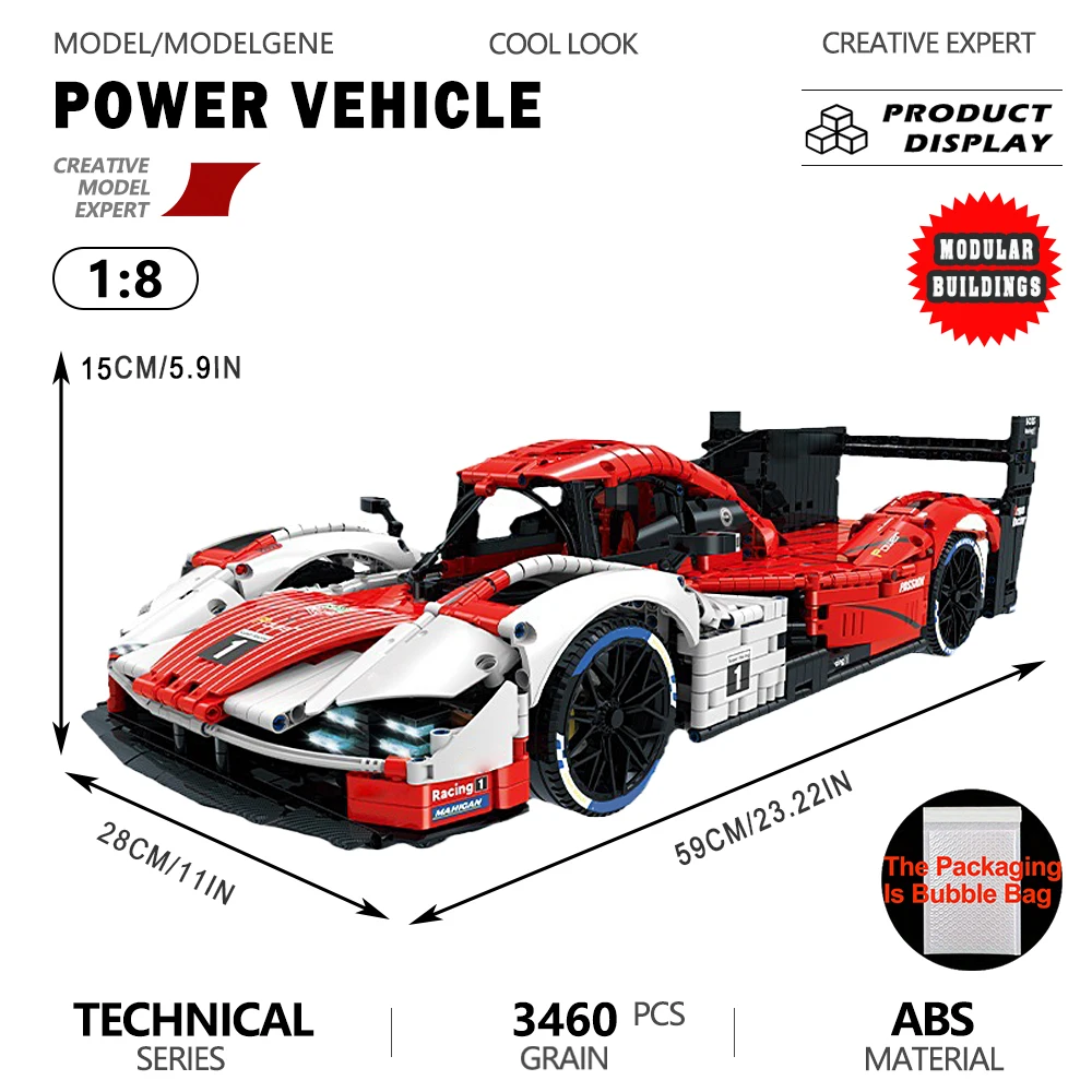 Technisches Supercar-Modell im Maßstab 1:8, Bausteine, Schreibtischdekoration, Montagesets, Sammlersteine, 3460 Stück, Kinderspielzeug für Weihnachtsgeschenke