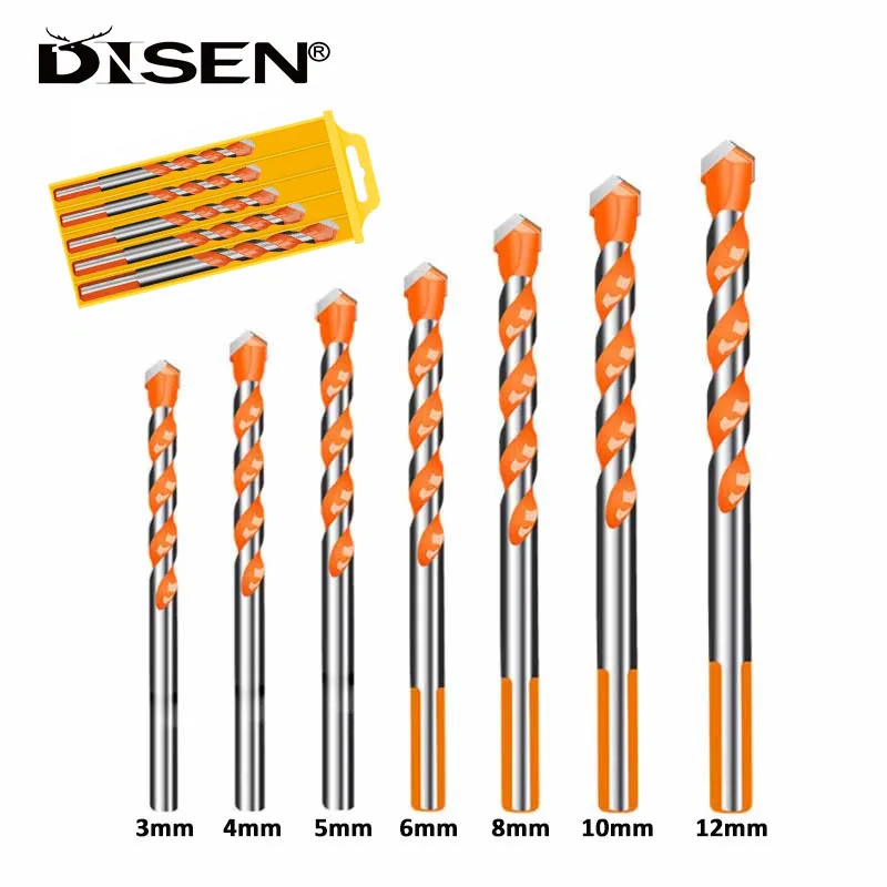 

3-12mm Threaded Triangle Tungsten Steel Wall Tile Concrete Drilling Bit Household Marble Overlord Drill Hand Electric Drill