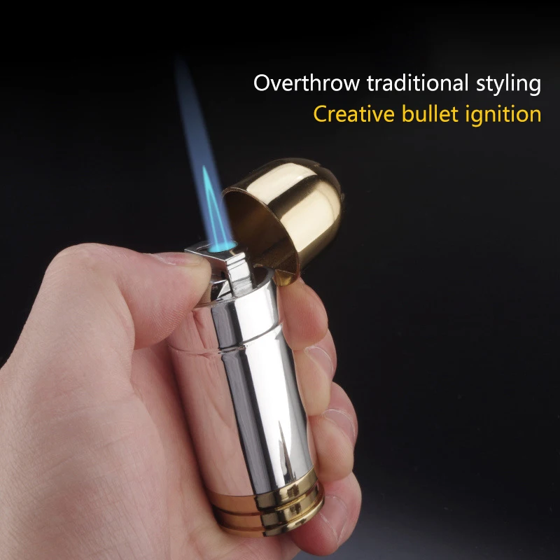 Creative Mini Bullet Windproof Bullet Jet Flame Butane Gas Refillable Lighter BBQ Flame Ignition Tools